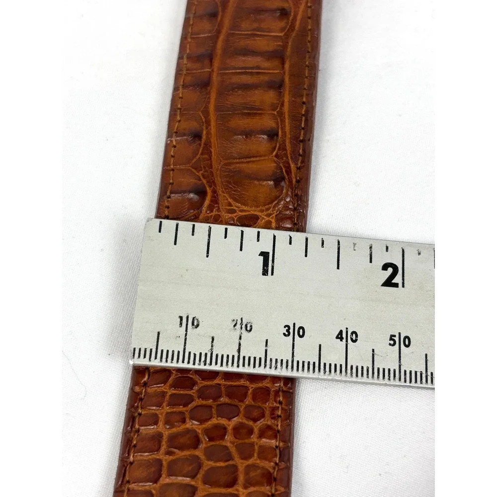 Vintage Alligator Belt Sterling Turquoise Inlay‎ Signed Buckle Set 28 Rare